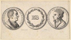 Médaillons avec portraits de Sebald Beham et Anna Beham - Wenceslaus Hollar