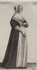Les Diverses Habitudes des Femmes Anglaises, de la Noblesse aux Femmes de la Campagne : La Femme avec un Col Haut - Wenceslaus Hollar