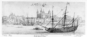 La Tour de Londres, vers 1637-41 (stylo et encre, graphite et aquarelle sur papier)
