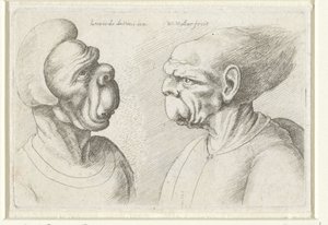 Deux têtes déformées (Varie figurae et probae) (Caricatures, têtes et déformations d