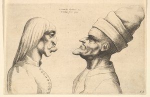 Deux têtes déformées se faisant face
