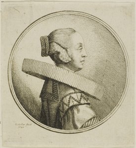 Femme avec une fraise circulaire en profil à droite - Wenceslaus Hollar