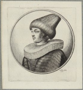 Femme portant un bonnet en fourrure à pointe - Wenceslaus Hollar
