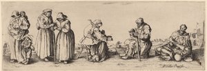 Six mendiants hommes et femmes - Wenceslaus Hollar after Jacques Callot