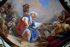 Fresque, salle principale du château de Ploskovice, Bohême, République tchèque
