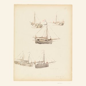 Dessin, barges hollandaises, 20 août 1887 - Whitney Warren Jr.