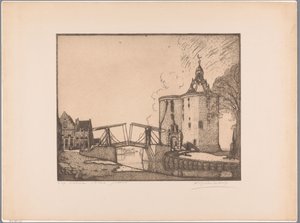 Vue de la Drommedaris à Enkhuizen - Wijnand Otto Jan Nieuwenkamp (signed by artist)