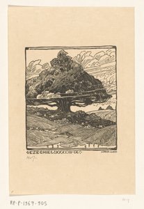 Villes sous un cèdre dans un paysage montagneux - Wijnand Otto Jan Nieuwenkamp