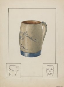 Chope de bière en terre cuite