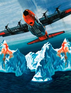 Un Lockheed Hercules patrouillant dans les icebergs pour les garde-côtes - Wilf (20th century) Hardy