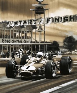 Jack Brabham fait le signe du pouce en l