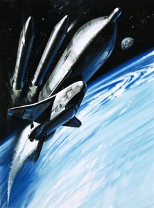 La navette spatiale au moment où elle perd deux de ses moteurs-fusées - Wilf (20th century) Hardy