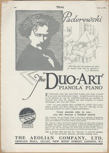 Pianolas de la société Aeolian, 1924 - Wilfred Fryer