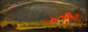 Paysage orageux avec arc-en-ciel