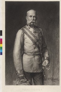 Franz Joseph I en uniforme de gala de maréchal de camp, le chapeau de gala incliné