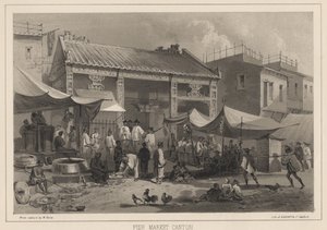 Marché aux poissons de Canton, 1855 - Wilhelm Joseph Heine
