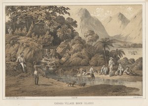 Village Kanaka, îles Bonin, 1855