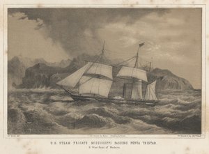 Frégate à vapeur américaine Mississippi passant Punta Tristao, 1855 - Wilhelm Joseph Heine