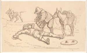 Don Quichotte blessé et aidé par Sancho - Wilhelm Marstrand