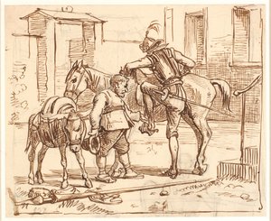 Don Quichotte monte à cheval