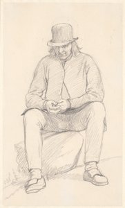 Vieux paysan suédois assis sur une pierre - Wilhelm Marstrand