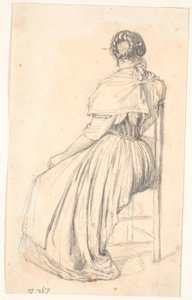 Italienne assise sur une chaise, vue de dos - Wilhelm Marstrand