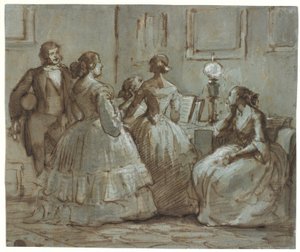 Scène de société à Copenhague, avec musique - Wilhelm Marstrand