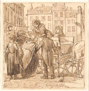 Les dames montent en voiture sur la place Hanser - Wilhelm Marstrand