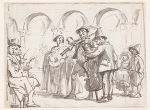 Le musicien sur la place Saint-Marc, Venise - Wilhelm Marstrand