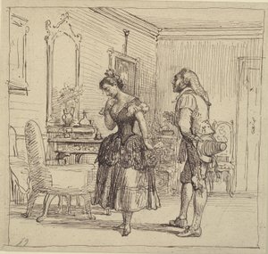 Rosina donne la lettre de Figaro au comte Almaviva. (Le Barbier de Séville)