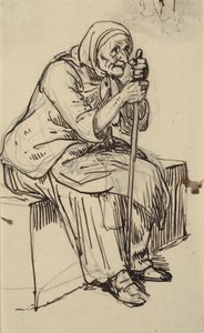 Vieille femme assise - Wilhelm Marstrand