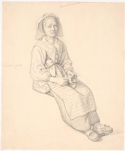 Femme suédoise assise avec du tricot - Wilhelm Marstrand