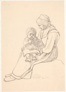 Fille suédoise avec un enfant sur les genoux