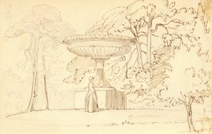 Jardin du sud avec une dame près d