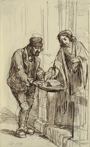 Jeune dame et marchand de poissons - Wilhelm Marstrand