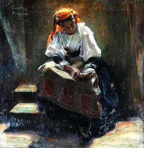 Fille avec un Livre, vers 1900