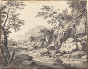 Paysage classique avec une cascade - Wilhelm von Bemmel