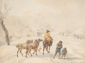 Postillon à Cheval dans un Paysage Hivernal - Wilhelm von Kobell