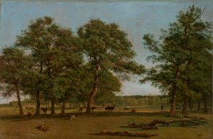 Prairies près de Dietramszell (Paysage de pâturage avec vieux chênes) - Wilhelm von Kobell