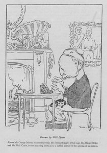 George Moore, auteur irlandais, travaillant à sa machine à écrire - Will Dyson