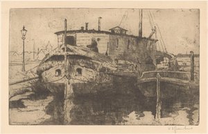 Port de Laak à La Haye - Willem Adrianus Grondhout (signed by artist)