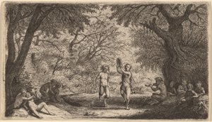 Bacchanale avec un couple dansant au centre