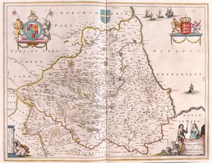 Bishoprike of Durham, dans "Theatrum Orbis Terrarum, sive Atlas Novus" de Willem Blaeu, Amsterdam