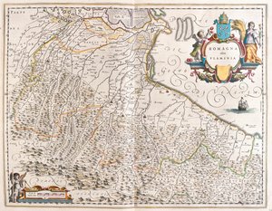Emilia Romagna, Italie, dans "Theatrum Orbis Terrarum, sive Atlas Novus" de Willem Blaeu, Amsterdam