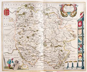 Herefordshire, dans "Theatrum Orbis Terrarum, sive Atlas Novus" de Willem Blaeu, Amsterdam