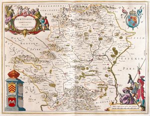 Comté de Hertford, dans "Theatrum Orbis Terrarum, sive Atlas Novus" de Willem Blaeu, Amsterdam - Willem Blaeu