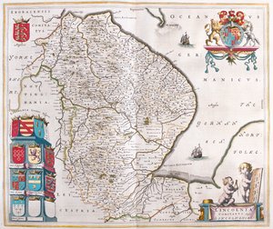 Lincoln shire, dans "Theatrum Orbis Terrarum, sive Atlas Novus" de Willem Blaeu, Amsterdam