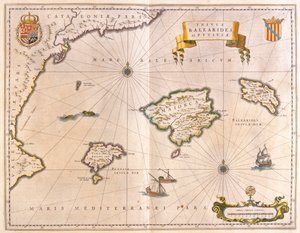 Majorque, Minorque et Ibiza, y compris les côtes de Catalogne et de Valence, dans le "Theatrum Orbis Terrarum, sive Atlas Novus" de Willem Blaeu, Amsterdam. - Willem Blaeu