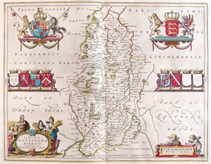 Comté de Nottingham, dans "Theatrum Orbis Terrarum, sive Atlas Novus" de Willem Blaeu, Amsterdam - Willem Blaeu