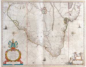 Paraguay, Bolivie, Brésil, dans "Theatrum Orbis Terrarum, sive Atlas Novus" de Willem Blaeu, Amsterdam